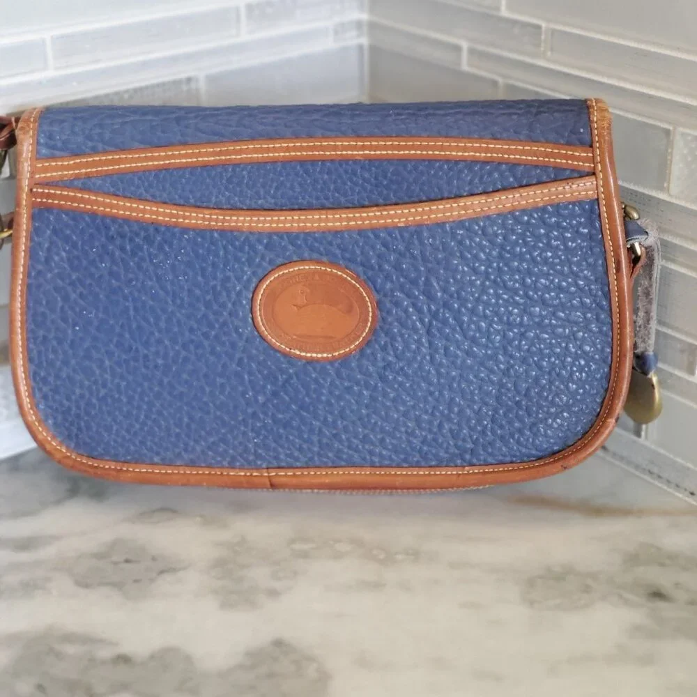 RARE Vintage Dooney and Bourke Saddle Bag 80's Pre-Tag Cadet Blue - Picture 11 of 17